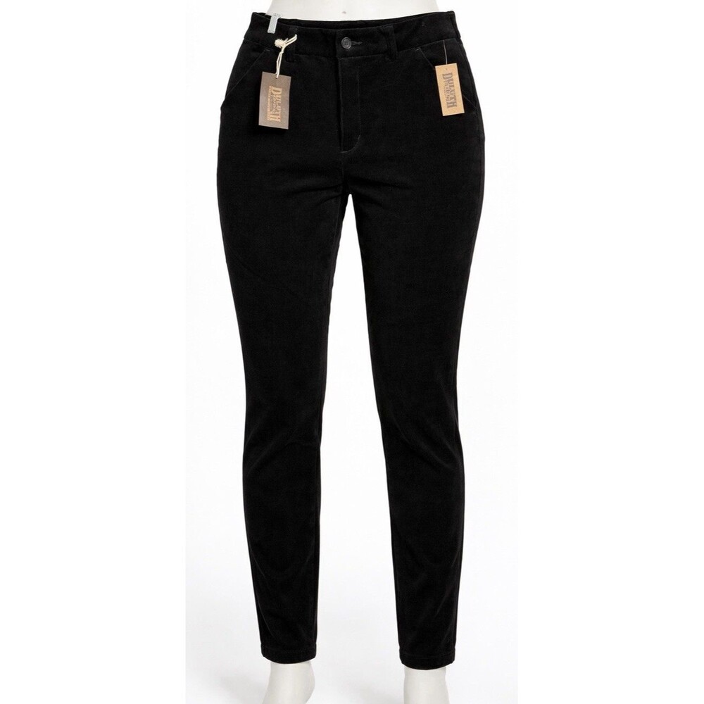 Duluth Trading Co Womens Corduroy Skinny Ankle Pants Black High Rise 14 Regular